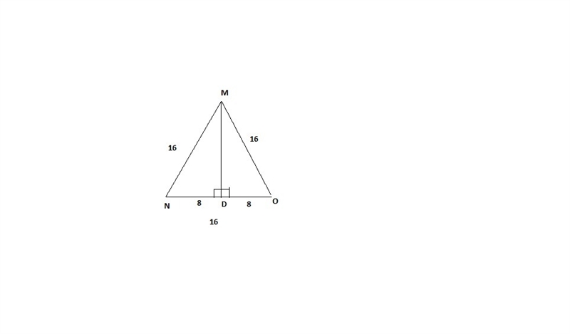 triangle MNO is an equilateral triangle with sides measuring 16 units What is the-example-1