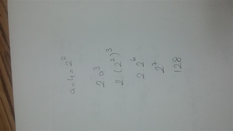 What is the value of the expression when a = 4? 2a^3-example-1