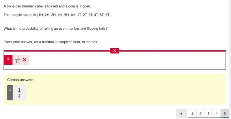 A six-sided number cube is tossed and a coin is flipped. The sample space is {1H, 2H-example-1