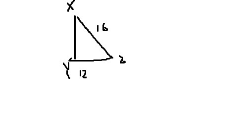 In the triangle shown, XZ = 16 and YZ = 12. Find XY.-example-1