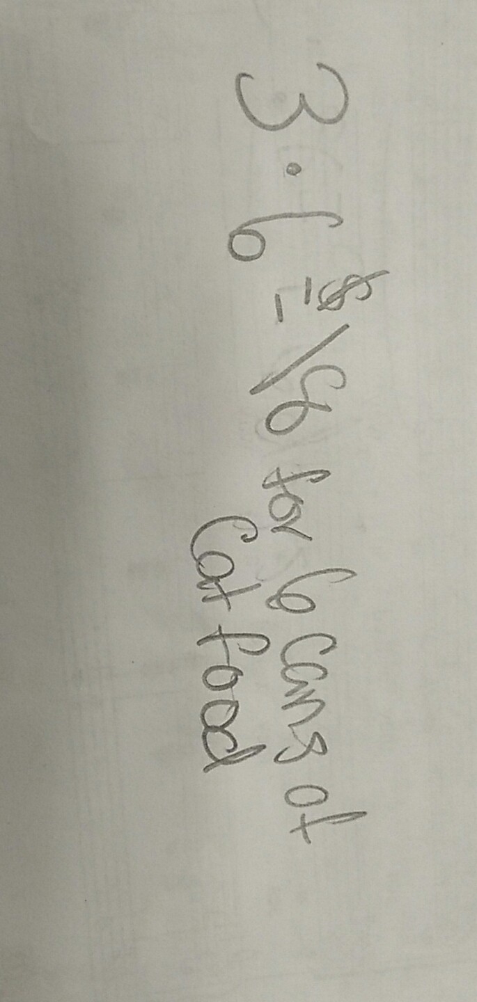 A grocery store is selling 6 cans of cat food for $3. Write and solve a multiplication-example-1