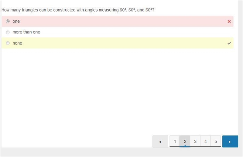 How many triangles can be constructed with angles measuring 90º, 60º, and 60º? one-example-1