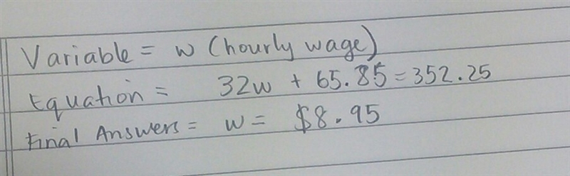 Wanda earn an hourly wage plus commission at her retail job.Last week,she worked 32 hours-example-1