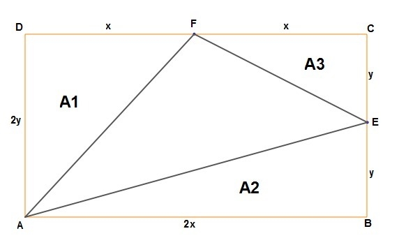 Given the rectangle ABCD has a total area of 72. E is in the midpoint of BC and F-example-1