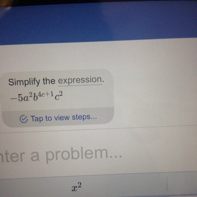 Simplify (5ab^4c)(-abc^2)-example-1