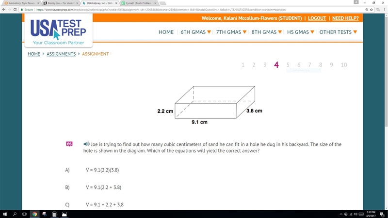 Joe is trying to find out how many cubic centimeters of sand he can fit in a hole-example-1