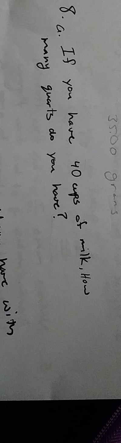 If you have 40 cups of milk how many quarts do you have?-example-1