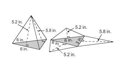 PLEASE HELP! What is the lateral surface area of the triangular pyramid? Use the net-example-1