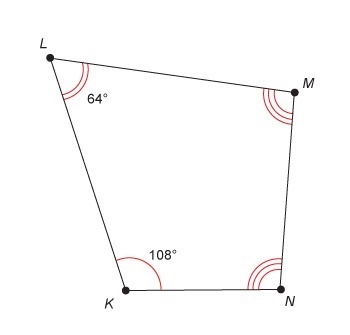 What is the measure of ∠M? A. 188° B. 116° C. 94° D. 86°-example-1