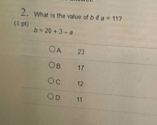 What is the value of b if a =11-example-1