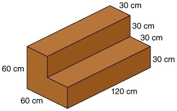 Linda is building steps for her porch. What is the volume of the steps?                                  A-example-1