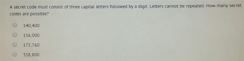 A secret code must be consists of three capital letters followed by a digit. letter-example-1