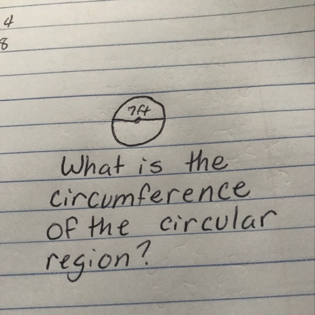 What is the circumference of the circular region of 7ft?-example-1