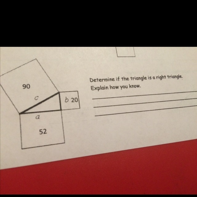 Could you explain if this is a right triangle or not-example-1