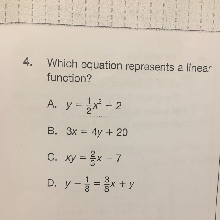 What's a linear function?how do you know if it represents a linear function?-example-1