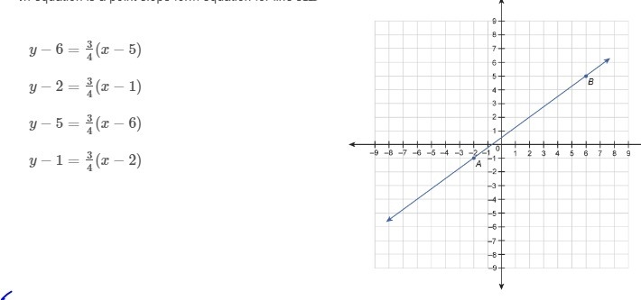 Which equation is a point slope form equation for line AB ?-example-1