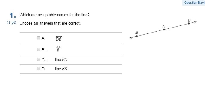 Which are acceptable names for the line? Choose all answers that are correct. A. DB-example-1