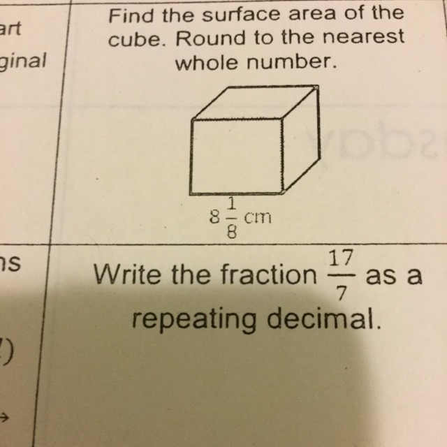 First the surface area of the cube. Round to the nearest whole number and the next-example-1