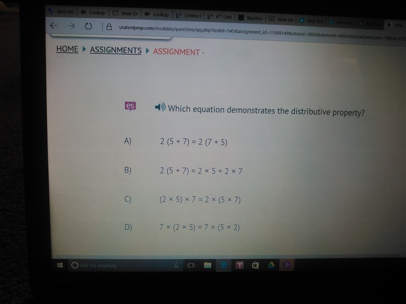 Which equation demonstrates the distributive property?-example-1