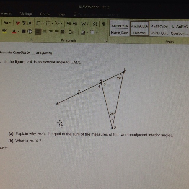 10 points if you answer correctly (A)Explain why m<4 is equal to the sum of the-example-1