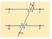 Use the figure to answer questions 4-5. Assume that lines JL and MP are parallel. 4. Name-example-1