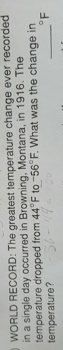 the greatest temperature change ever recorded in a single day occurred in Browning-example-1