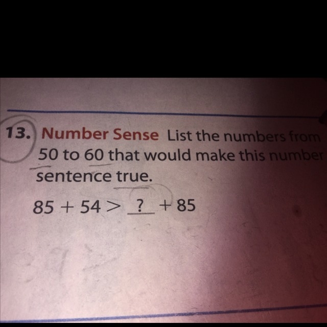 List the numbers from 50 to 60 that would make this number sentence true-example-1