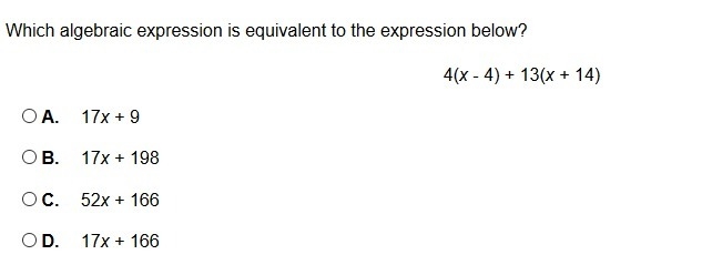 Which algebraic expression is equivalent to the expression below?-example-1