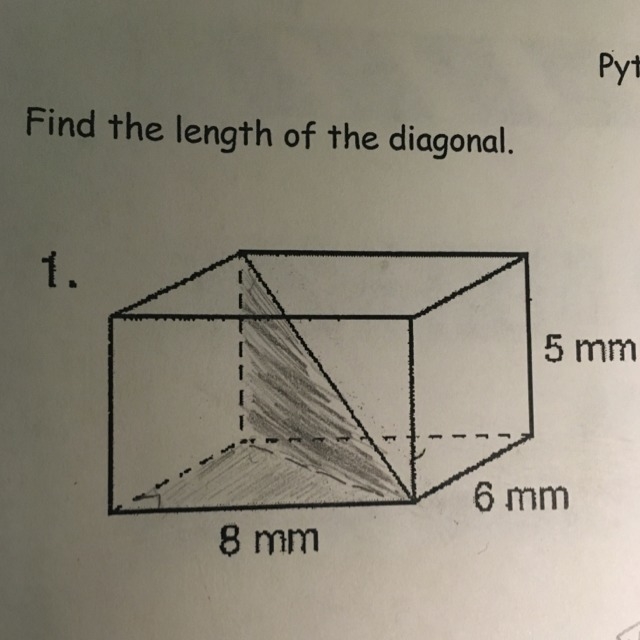 Find the length of the diagonal-example-1