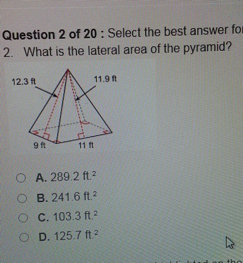 What is the lateral area of the pyramid-example-1