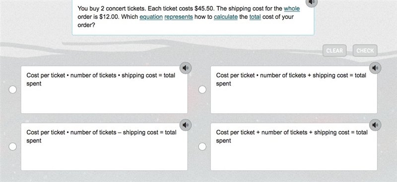 You buy 2 concert tickets. Each ticket costs $45.50. The shipping cost for the whole-example-1