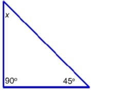 Find the measure of angle x. A) 90° B) 45° C) 135° D) 180°-example-1