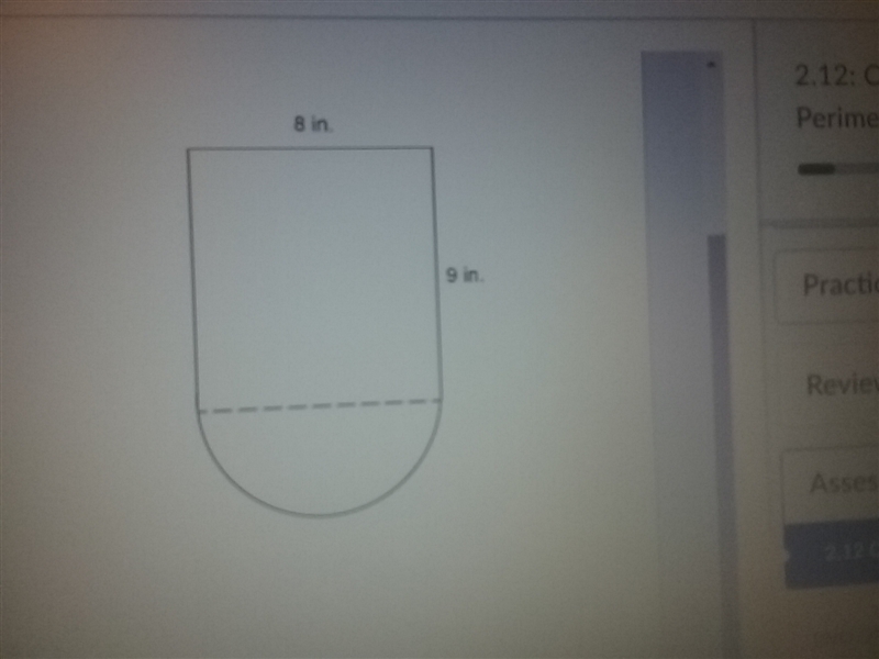 The figure is made up of two shapes, a semicircle and a rectangle. What is the exact-example-1