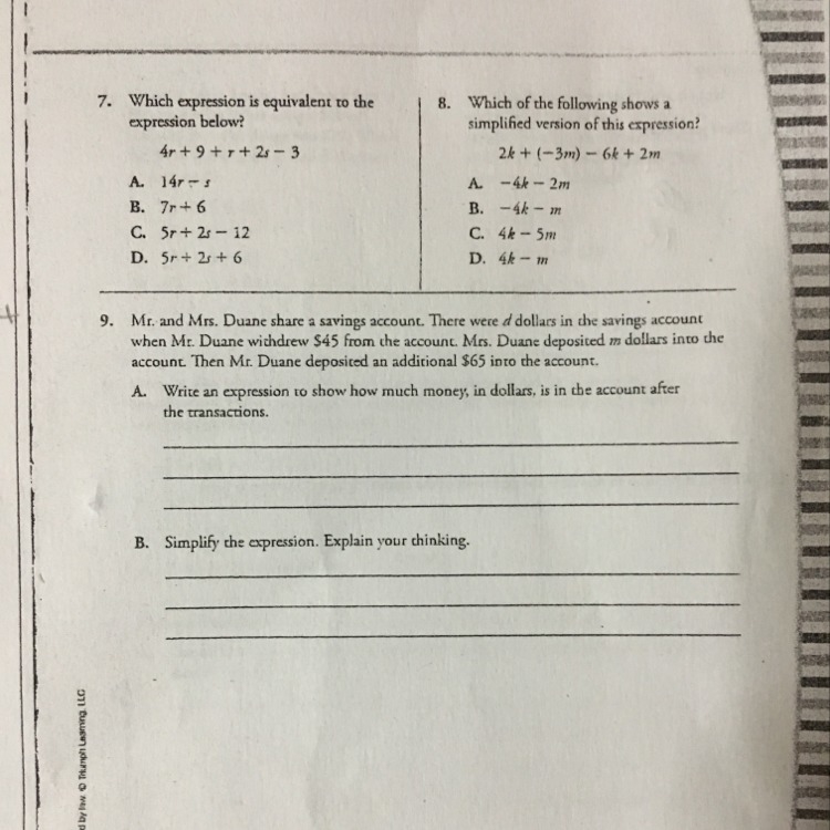 PLS HELP ME ASAL FOR 7, 8, and 9. A and B! (SHOW WORK!!!!) + LOTS IF POINTS!! (BE-example-1