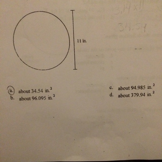 PLEASE HELP!! I NEED ANSWER ASAP!!! (The directions are to Find the area of the Circle-example-1