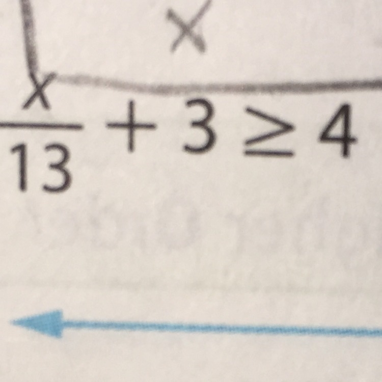 Solve the inequality,x/13 + 3 _> 4-example-1