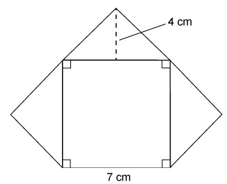 A company logo is made up of a square and three identical triangles. What is the area-example-1