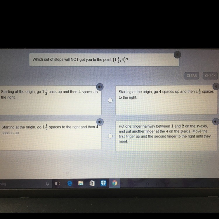 Which set of steps will NOT get you to the point (1 1/2,4)-example-1