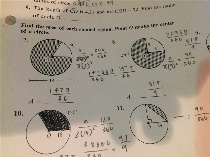 Geometry Homework. Questions 6, 11, and 14. For 11, find the area. (15 pts)-example-1