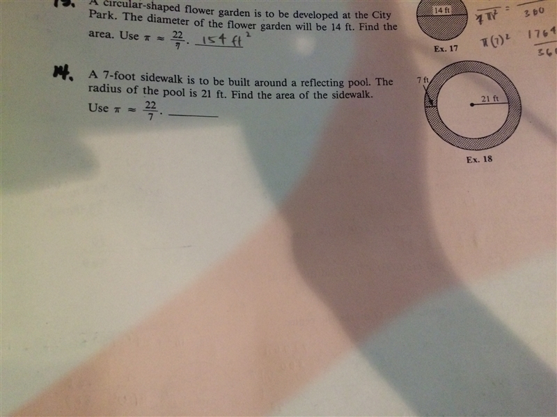 Geometry Homework. Questions 6, 11, and 14. For 11, find the area. (15 pts)-example-3