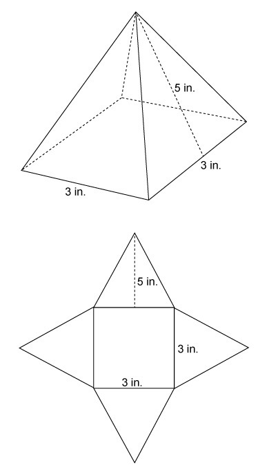 Martin builds a right square pyramid using straws. A diagram of the pyramid and its-example-1