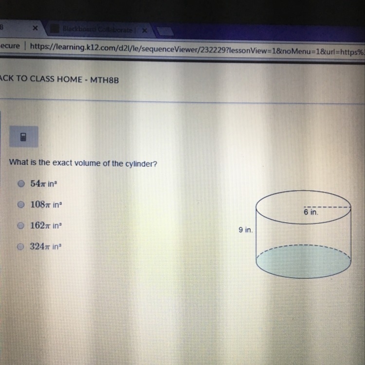 What is the exact volume of the cylinder-example-1