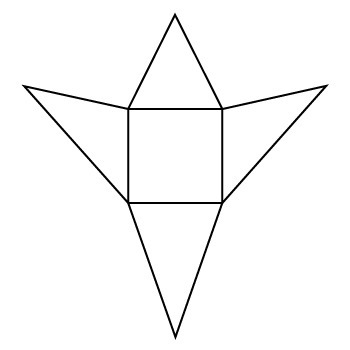 Which net matches the figure? a triangular prism a net of a square and four triangles-example-2