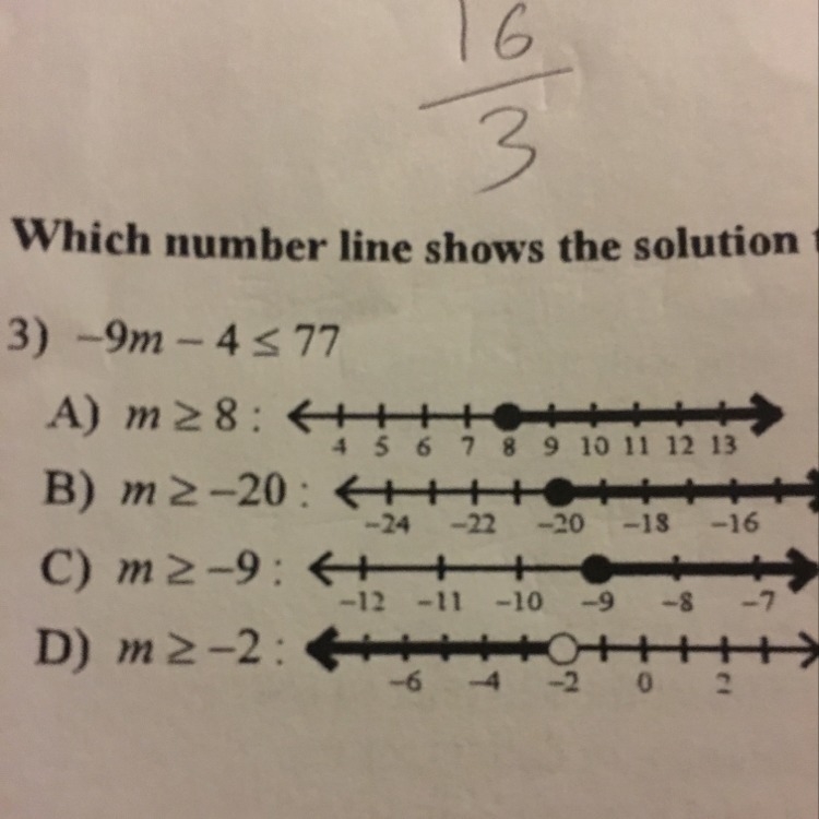 Which number line shows the solution to the inequality below)-example-1