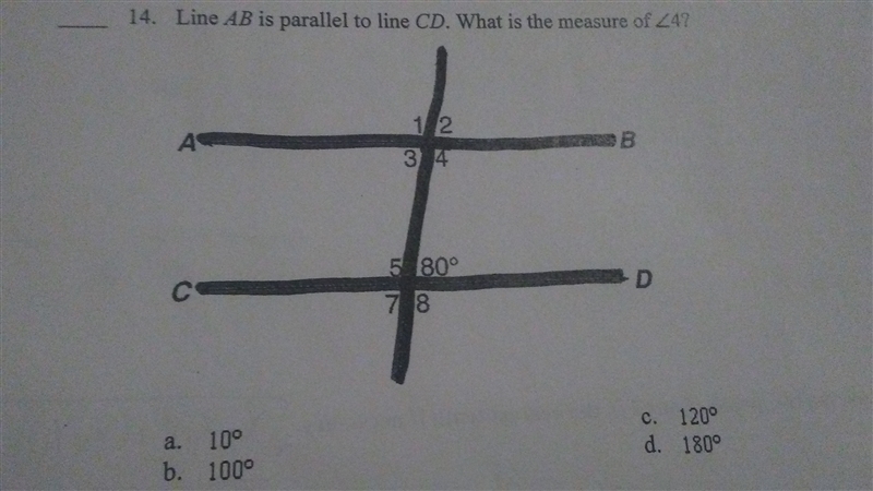 Line AB is parallel to line CD what is the measure of 4-example-1