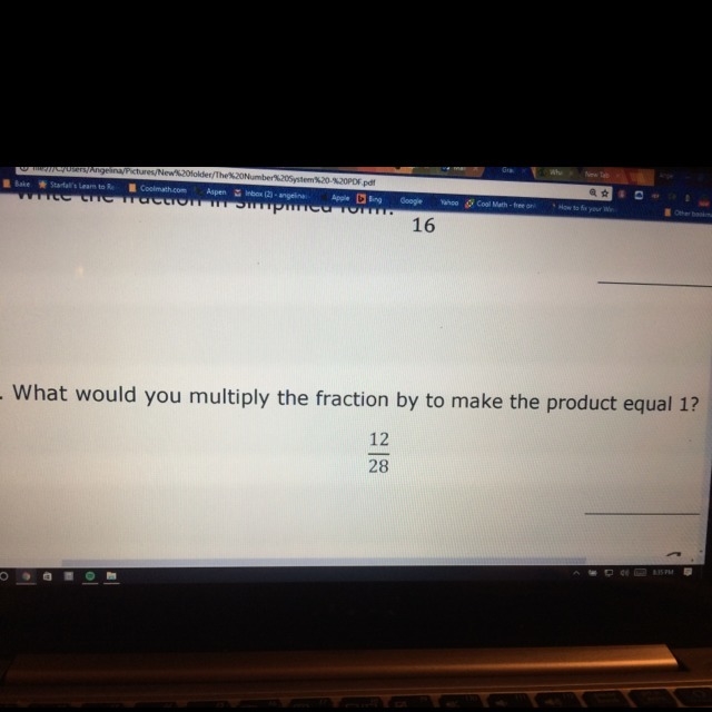 What would you multiply the fraction 12/28 by to make the product equal 1-example-1