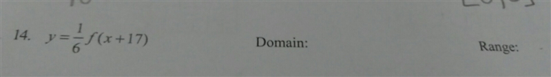 Y=1/6f(x+17) what is the domain and range-example-1