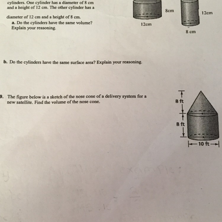 Can someone please tell me the formula for finding the volume of a cone-example-1