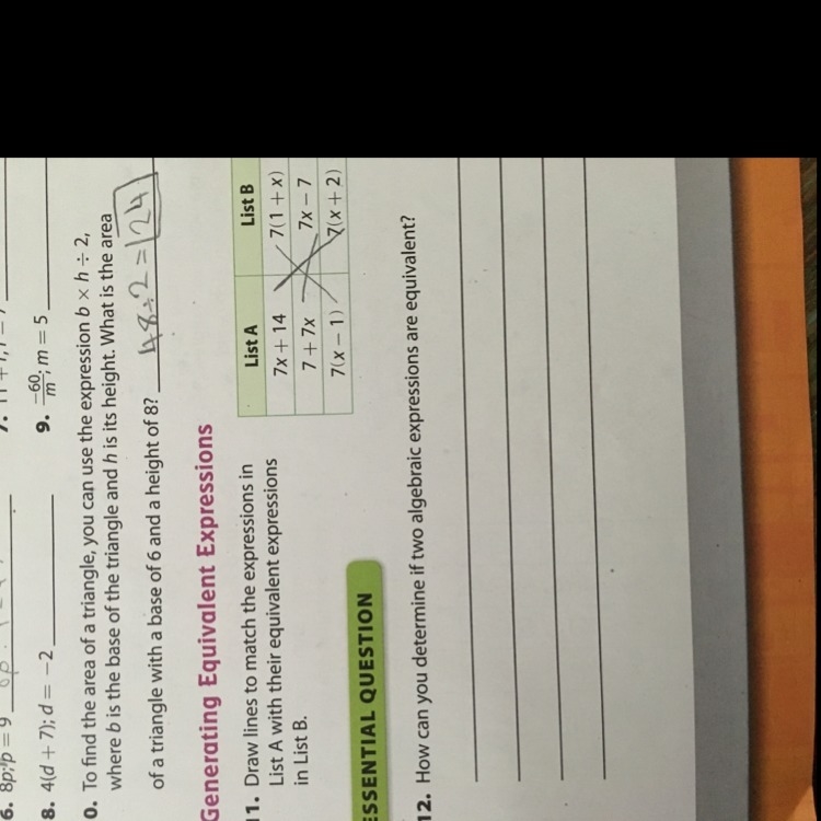 How can you determine if two algebraic expressions are equivalent?-example-1