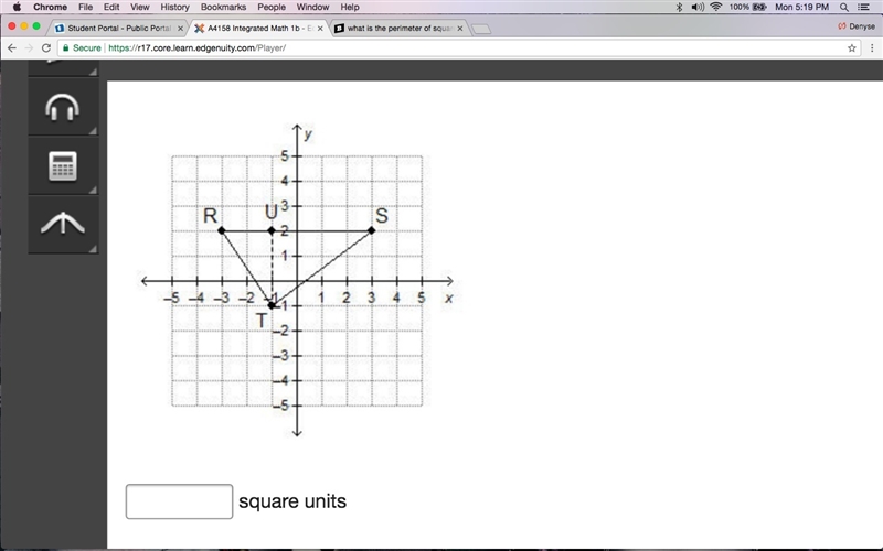 TIMED HELP PLEASE!!!! What is the area of triangle RST? ____ square units-example-1